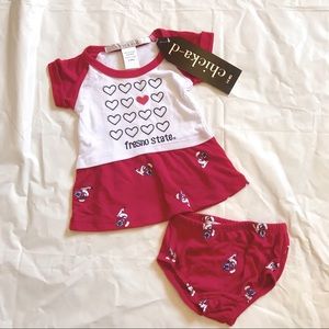 Nwt Fresno State College Chicka-d Baby 2 Piece Set
